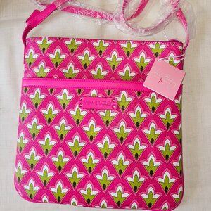 NWT Vera Bradley Crossbody Hipster Slim & Trim Pink & Green Petite Purse bag
